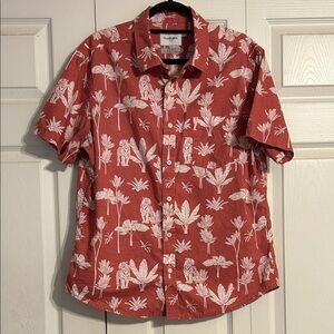 GOODFELLOW Large Slim Men’s Tropical Button Down Short Sleeve Shirt Tropical